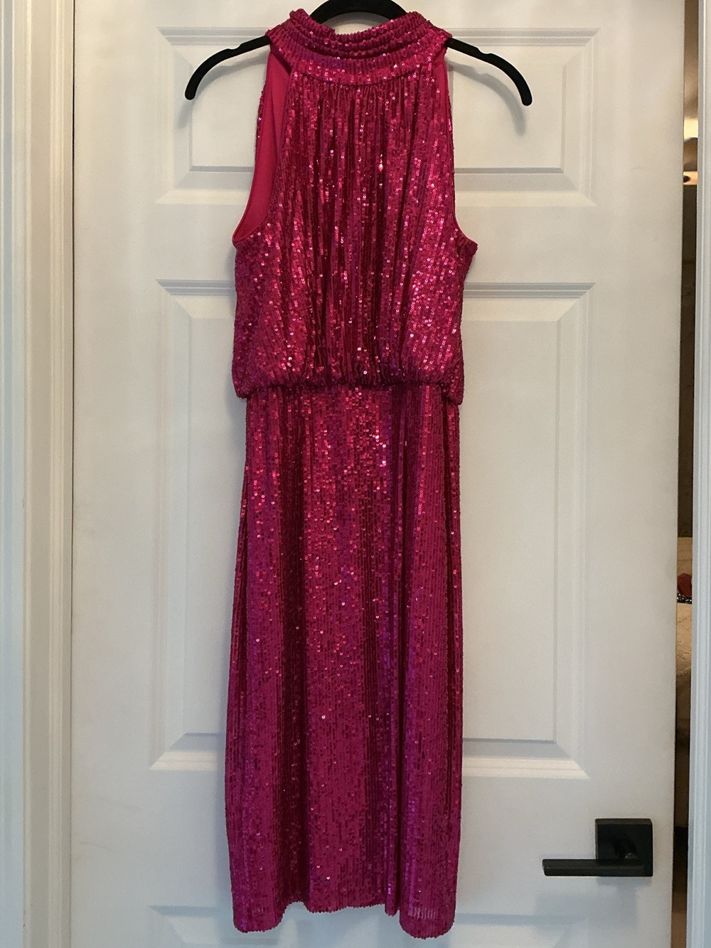 Eliza J Fuchsia Sequin Halter Evening Dress